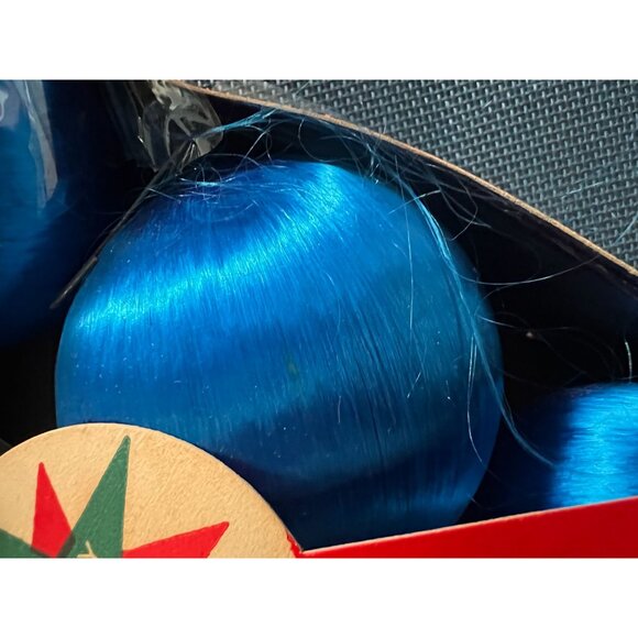 Vintage Package Holiday House Christmas Balls Decorations Star Band Satin Blue - Picture 9 of 9